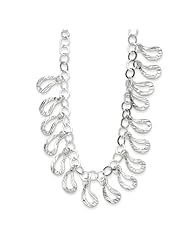 Sterling Silver 18in Polished & Textured Fancy Necklace. Metal Wt- 8.56g