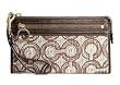 Coach Signature Audrey Swirl Zippy Wristlet Clutch Wallet Purse Brown - Coach 45531MUS