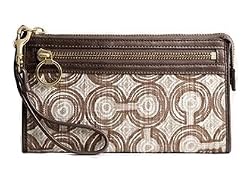 Coach Signature Audrey Swirl Zippy Wristlet Clutch Wallet Purse Brown - Coach 45531MUS