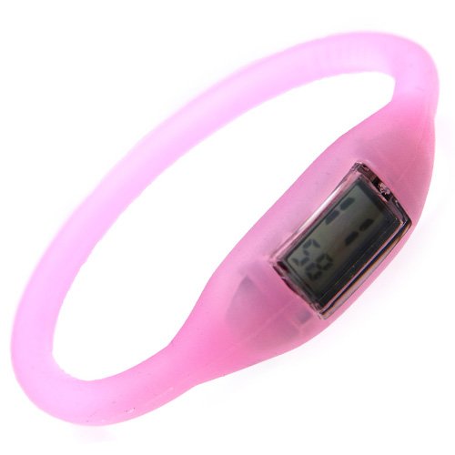 Jelly Bracelet Fashion Silicone Flex Digital Sports Watch for Men Women and Kids, Color: Light Pink