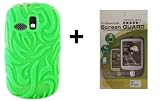 Samsung R355c Green Tribal Soft Silicone + LCD SCREEN PROTECTOR CLEAR BUNDLE Case Cover Skin Protector NET 10 Straight Talk