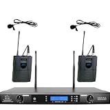 V2go UHF Wh822l Dual Channel 2 Lapel Mic 64 User Selectable Frequency Wireless Microphone by 