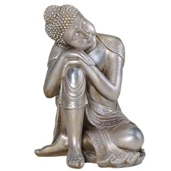 Bronze/silver Antique Finish Sitting Buddha Statue