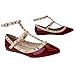 Wild Diva Pippa-35 New Women Pyramid Studded Ankle T-Strap Sandal Ballet Flat Pointy Toe SNJ Shoes