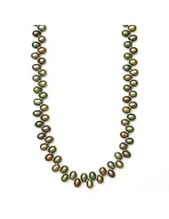Sterling Silver Dyed Green Drop Shaped 16" Freshwater Pearl Necklace