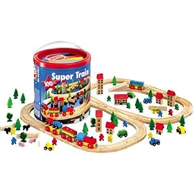 Heros 100 Pieces Super Train Wooden Toy Train Set: Ages 3 and up. by Heros