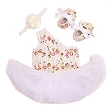 Gmasking 子供ドレス 女の子ワンピース ピンクスカート リボン飾り 3点 セット 花柄 (M(3-6Months))