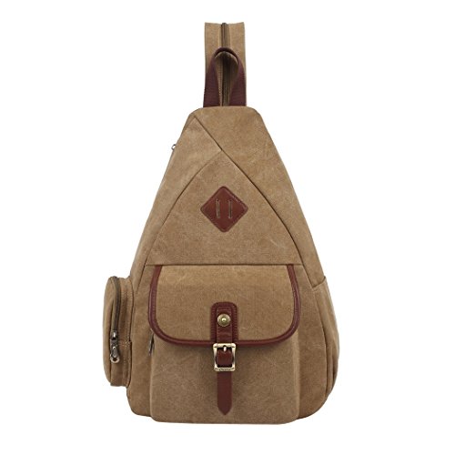 Mens Boys Vintage Canvas Shoulder Military Messenger Bag Sling School Bags Chest Military Leather Patchwork Messenger Bag- Great Christmas Birthday Gift for Families and Friends