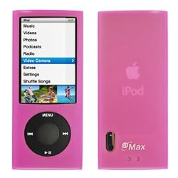 GTMax Hot Pink Soft Rubber Silicone Skin Cover Case for Apple iPod nano 16GB 8GB 5th 5G Generation NEWEST MODEL