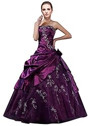 Sexy A-line Strapless Organza/Polyester/Taffeta Sequined Lace-Up Beaded Embroidered Prom Dress 