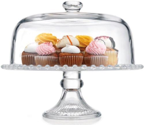 Elegant Clear Glass Footed Cake Plate with Dome ~ Party Centerpiece Dessert Stand Cake Dome