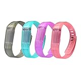AFUNTA Set Large L 1pc Pink 1pc Teal 1pc Purple 1pc Slate Transparent Replacement Bands with Clasps for Fitbit FLEX Only /No tracker/ Wireless Activity Bracelet Sport Wristband Fit Bit Flex Bracelet Sport Arm Band Armband