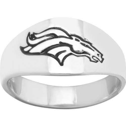 Logoart Denver Broncos Men's Sterling Silver Cigar Ring Size: 12