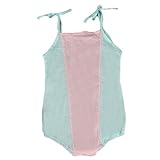 ベビー服　女の子　ロンパース　ストラップ　パッチワーク　ワンピース (90(12-18M))