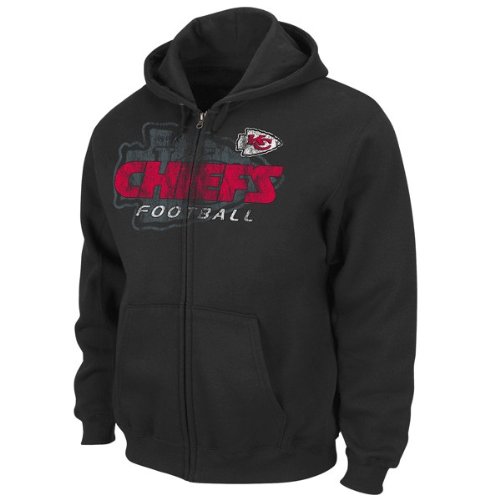 NFL Men's Kansas City Chiefs Touchback IV Long Sleeve Fullzip Hooded Fleece (Black, X-Large)