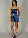 Strapless Belted Satin Romper Formal for Bridesmaid Formal Prom