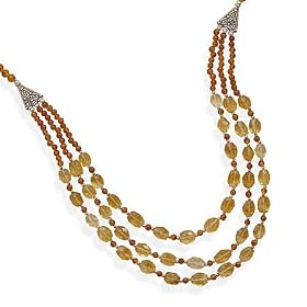 18 Inch Multistrand Carnelian and Citrine Necklace by
