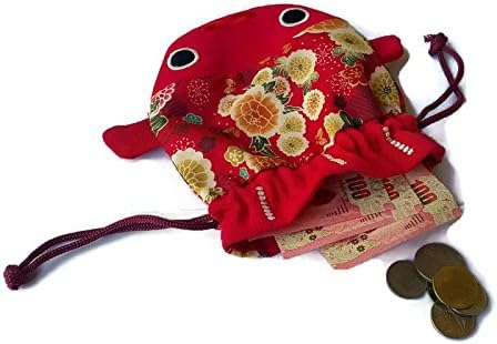 Bag of Good luck, Design is a style of Japanese Koi Nobori ,Red bags Size 14.5x16.5 cm ,Made from high quality fabric.