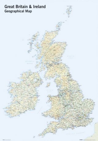 Great Britain and Ireland (Geographical Map) Art Poster Print - 24