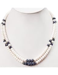 Exclusive 2 Rows Natural Beautiful Faceted Sapphire & Pearl Beaded Necklace