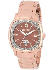 August Steiner Womens AS8016RG Day Date Diamond Swiss Quartz Bracelet Watch