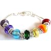 Rainbow Pandora/Troll Style Charm Bracelet - Ideal Birthday/Valentine/Mothers Day Gift - 13 beads and spacers on a 20cm silver plated lobster clasp bracelet