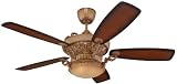 41ktifQth4L. SL160 Monte Carlo 5SBR56SOD Strasburg 56 Inch 5 Blade Ceiling Fan with Remote, Uplight, Light Kit and Distressed Walnut Blades, Sicilian Stone