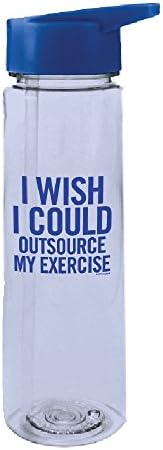 "Outsource My Exercise" 24 oz Plastic Water Bottle with Flip Up Staw - By 30 Watt