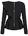 Meaneor Women's Ruffles Peplum Long Sleeve Dressy Blouse Tops
