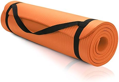 Athletic Intuition Premium 1/3-Inch Extra Thick / 72" x 24" High Density Durable Memory Foam Tech Exercise Yoga Mat w/ Carry Strap (Orange)