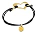 Beautiful Blee Inara 18k Gold Plated Open Heart Charm Bracelet on Black Elastic Band with All Seeing Eye Bead