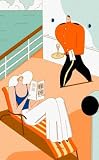 Wallmonkeys Peel and Stick Wall Decals - Woman Sitting on Lounge Chair of Cruise Ship Reading 'annual Report' - Removable Graphic