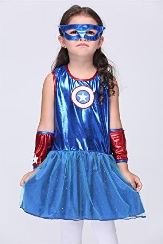 YiCos Kids Girls Superman Cartoon Dress Halloween Party Cosplay Chiristmas Costume (Size S(37-42in))