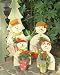 Set of Four Painted Metal Snowman Family