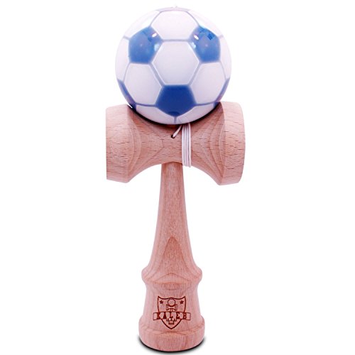 White & Blue Soccer Ball Kendama And Extra String