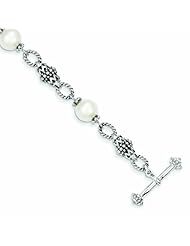 Sterling Silver 8-8.5mm Freshwater Cultured Pearl 8in Bracelet - Antique Boutique - Vintage Style - Jewelry