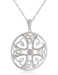 Sterling Silver Diamond Celtic Trinity Knot Circle Pendant Necklace , 18" (1/3 cttw, J-K Color, I2-I3 Clarity)