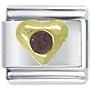 Gold February Amethyst Color Birthstone Heart Jewelry Italian Charm