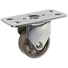 E.R. Wagner Plate Caster, Rigid, Galvanized Steel Wheel, Plain Bearing, 175 lbs Capacity, 2-1/2" Wheel Dia, 1" Wheel Width, 3-7/16" Mount Height