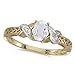 White Topaz and Diamond Antique Style Ring 14K