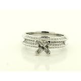 0.33Ct tw Natural Round Diamond Bridal Set micro set in 14K white Solid Gold