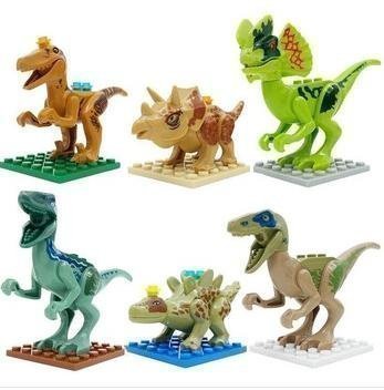 Lego Compatible Jurassic World Dinosaur Toy 6PCS/set Building Blocks Cartoon Movie Jurrassic Park 4 Dinosaur Bricks Toy (Without Original Box)