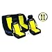 A Set of Low Back Type X Racing Style Front Bucket Seat Covers, Bench Seat Cover, Steering Wheel Cover and Shoulder Strap Cover - Yellow