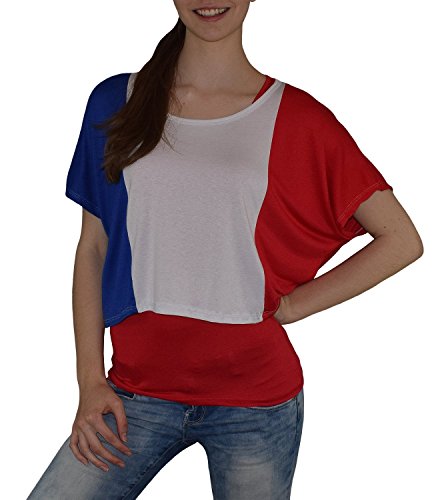 S&LU super angesagtes 2-teiliges Fan – Flag – Top Deutschland Italien Frankreich England Spanien USA Größe 34-40 (XS-L) (one size, Frankreich-rot)