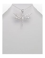 Dragonfly CZ Pendant Necklace In 92.5 Sterling Silver