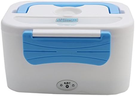 LeeQueen 110V/1.2 Litre Car Plug Heating Lunch Box Multifunction Electronic Heated Lunch Bento Box Removable Food Warmer Container US Plug (Blue)