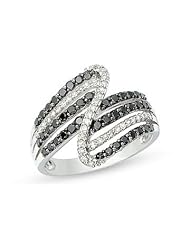 1 Carat Black and White Diamond 14K White Gold Ring