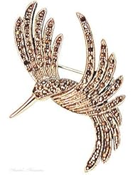 Sterling Silver Marcasite Flying Hummingbird Animal Brooch Pin