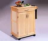 Natural Finish Compact Kitchen Cart