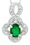 1.10Ct Genuine Emerald Pendant with Diamonds in 14Kt White Gold w/chain